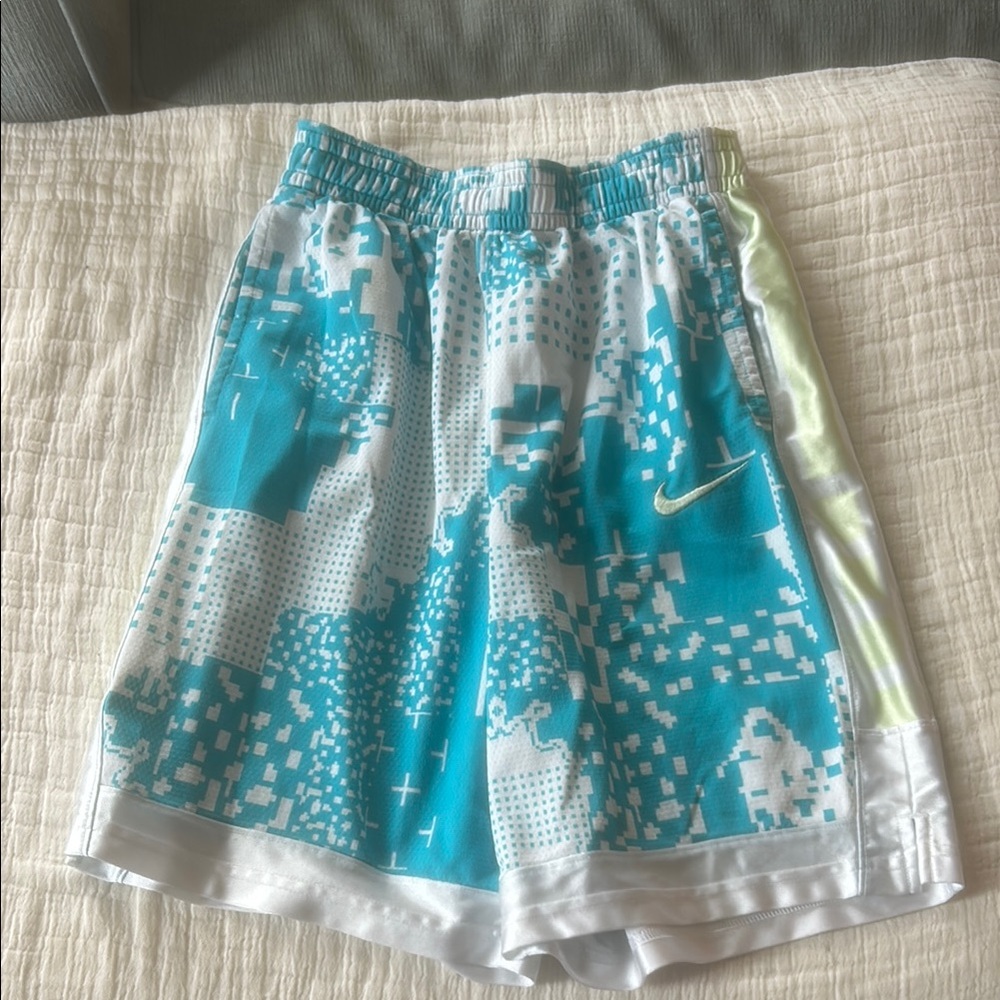Nike Turquoise and White Patterned Shorts